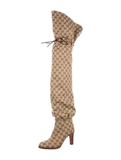 gucci boots vintage ebay|Gucci monogram thigh high boots.